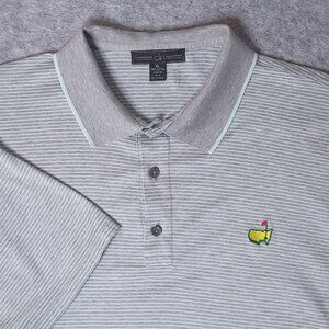 CLUBHOUSE COLLECTION Italy Mens Masters Golf Polo Blue Gray Stripe Shirt XL